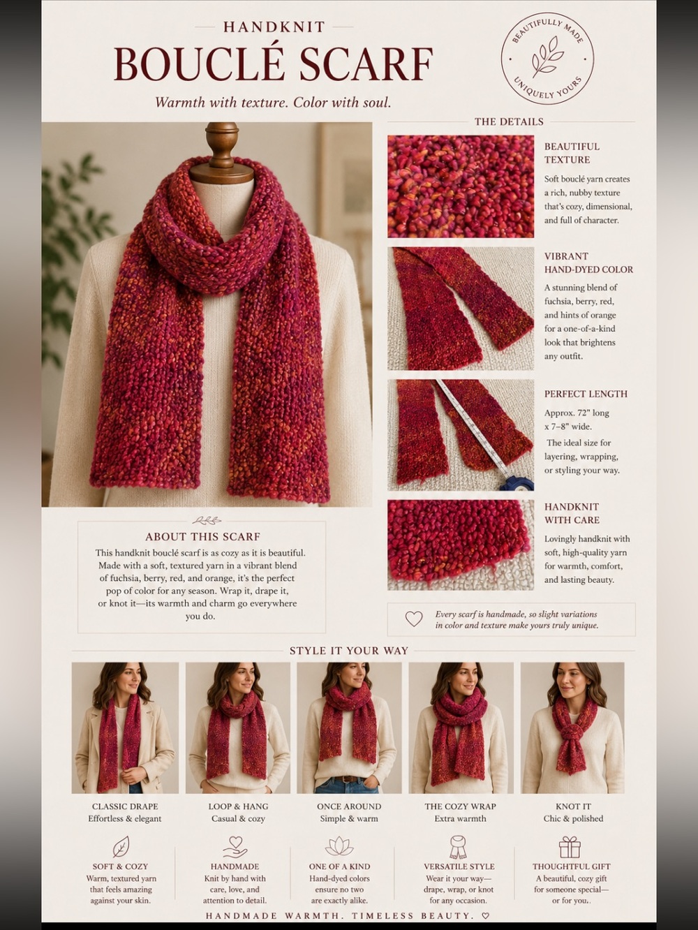 Beautiful soft fashion scarf in multi pink/orange hues